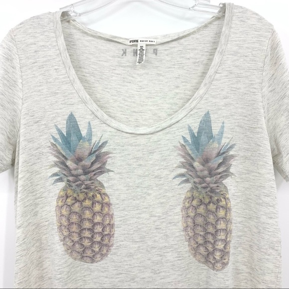 Victoria’s Secret PINK Super Soft Scoop Neck Pineapple Tee Size Small - Picture 4 of 8